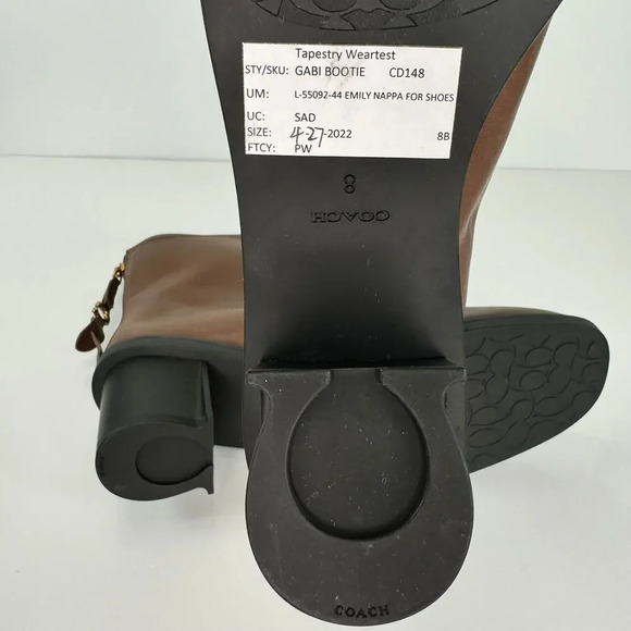 Coach Gabi Bootie Brown Leather Rounded Toe Ankle Boots Fall Chic Classic Size 8 - Picture 7 of 8